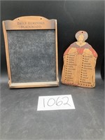 Vintage Wooden Grocery List and Chalk Board
