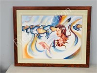 framed native art- signed     29.5" x  37"