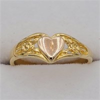 LADIES STERLING SILVER GOLD PLATED VINTAGE RING