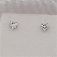 PR 14KT CUBIC ZIRCONIA HEART EARRINGS