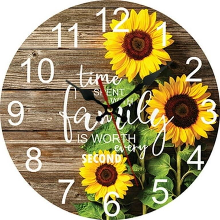 Homore 10Inch Round Wall Clock  Silent Ticking  De