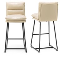 Set of 2 Modern Thick Leatherette Bar Stools with