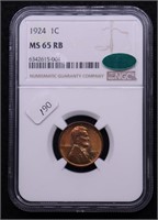 1924 NGC MS65 RB CAC LINCOLN CENT