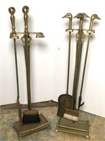 Brass Fireplace Tool Sets- One has Duck Heads on