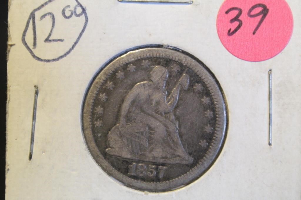 1857 Seated Liberty Silver Quarter