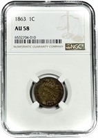 1863 Indian Head Cent NGC AU58