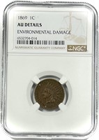 1869 Indian Head Cent NGC AU DETAILS