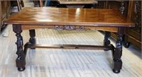 French Breton Parquetry Top Oak Table.