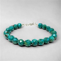 Facated Turquoise Bracelet Sterling Silver 7.5"