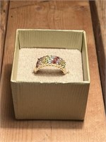 Sterling .925 Multi Color Sapphire Diamond Ring