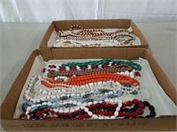 Two boxes assorted bead necklaces