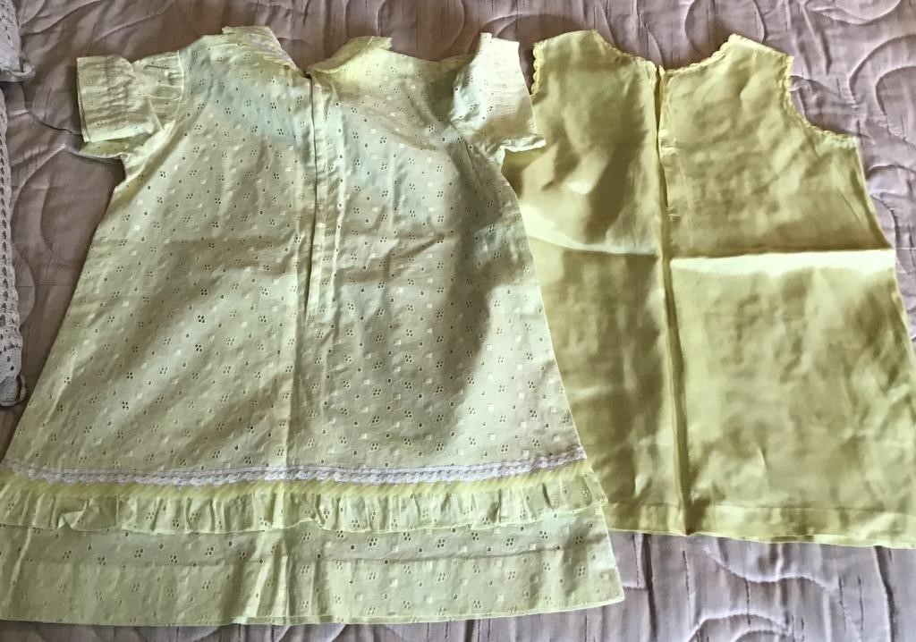 VINTAGE 2 PIECE YELLOW GIRL EYELET DRESS