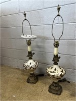 (2) Vtg. Glass Table Lamps