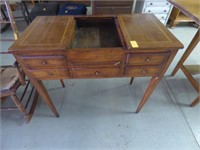 Wood inlay sewing desk