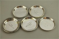 FIVE STERLING DRINKS COASTERS BY BIRKS & MAPPIN