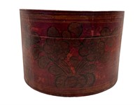 Round Red Wood Box with Flower