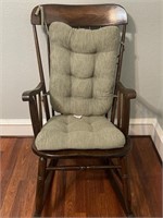 Vintage Wooden Rocking Chair with Cushions