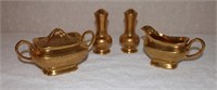 Gold Leaf Cream, Sugar, Salt/Pepper Set