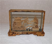 Oriental Artwork in Glass Case