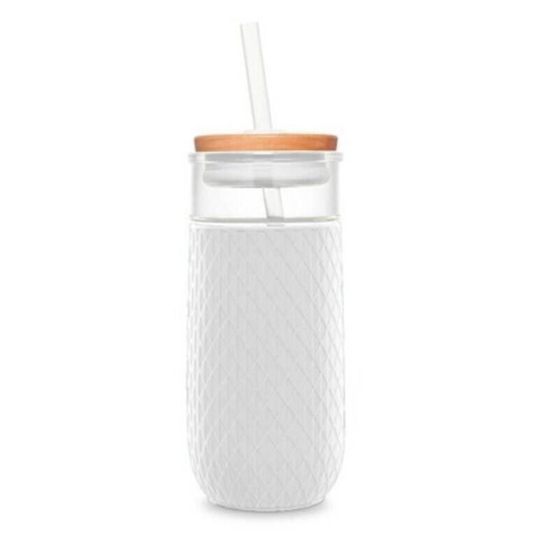 Ello Devon 18oz Glass Tumbler - White