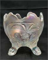 Imperial White Carnival Glass 3-Toed 3.5" T Nappy