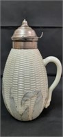 Libbey Ivory Glass Blue Maize Syrup Pitcher