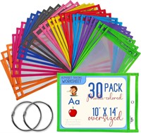 30 Packs Dry Erase Pockets Sleeves - 10x14 Holders