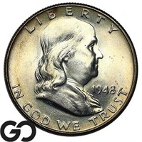 1948 Franklin Half Dollar, Nice Gem BU++ FBL