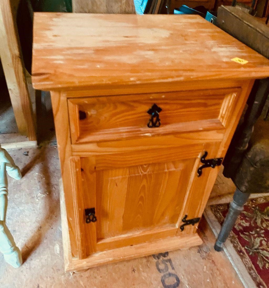 solid wood handmade side table & vintage chair