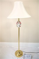 Floor Lamp, Brass and Floral Ball Base with White