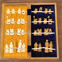 Vintage Hand Carved Chess Set