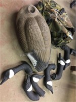 6 plastic goose decoys