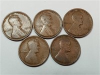 OF)  (5) better date 1909 wheat pennies