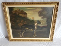 Oil on Canvas Dog Painting Signed M. Morgan