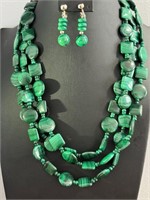 .925 Jay King Malachite Earrings &21" Necklace