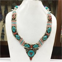 Tibet Natural Stone Tribal Queen Royal Necklace