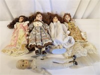 Lot of 5 Porcelain Dolls