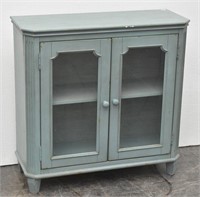 Accent Cabinet Distressed w/Glass Doors, 2 Shelves
