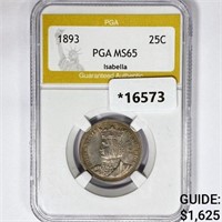 1893 Isabella Silver Quarter PGA MS65
