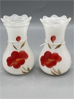 Pair of Bristol white opaque Glass Vases