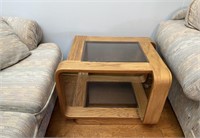 Glass Top & Wood End Table