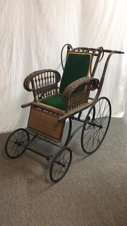 Antique Victorian Child’s Rattan Wheelchair