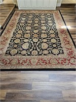 9'6" X 13'6" Wool Navy & Red Oriental Area Rug