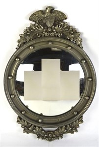 CARVED SILVER GILT FEDERALIST STYLE MIRROR