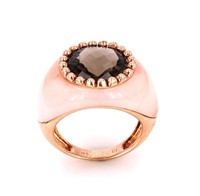 Smoky Topaz & Pink Opal 10k Rose Gold Ring