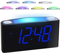 Digital alarm clock for bedroom, 7-color night lig