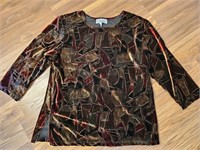 Vintage Kensington Square Womens Velour Top USA