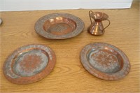 Hammered & Stamped Copper Decor Largest is 8" w