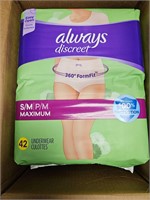 $58 Always Discreet Maximum PM adult underwear S/M