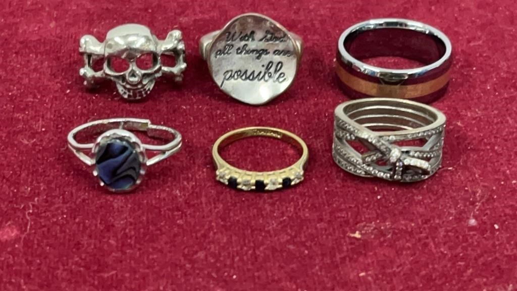 Lot of 6 Miscellaneous Vintage Rings